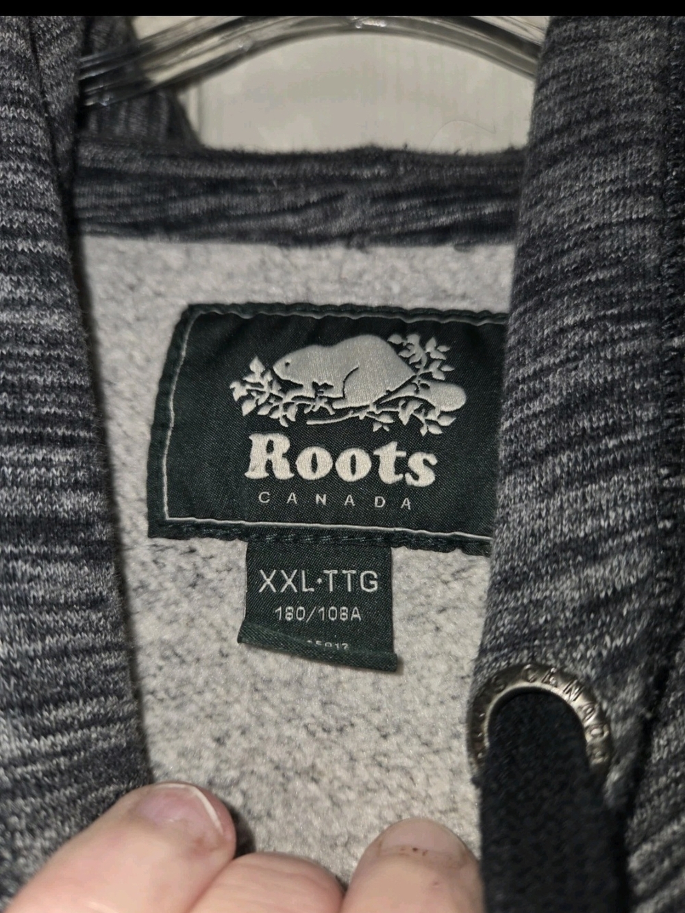 Roots Canada Mens XXL Grey Marled Hoodie with Kangaroo Pocket EUC - Picture 4 of 9